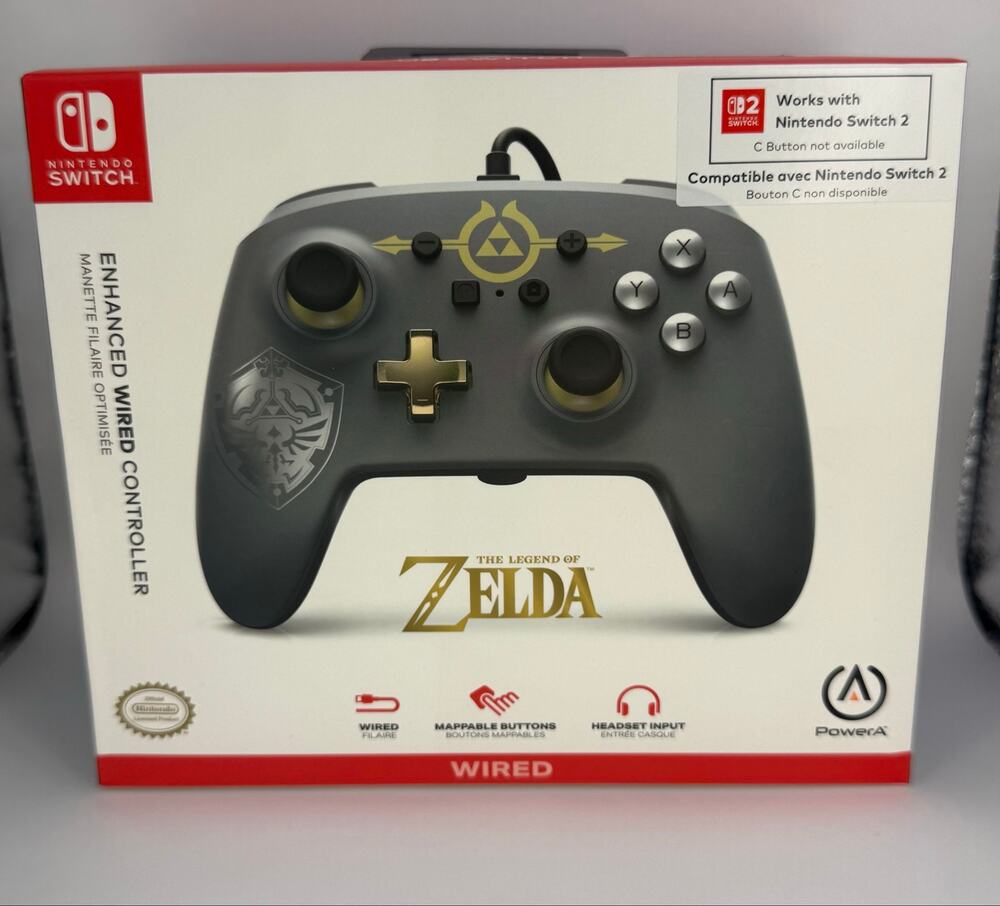 PowerA Zelda Hylian Shield Enhanced Wired Controller for Nintendo Switch 2 Black